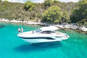 Bavaria SR41 anchored in a quiet bay Croatia