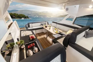 Bavaria SR41 outdoor lounge area onboard