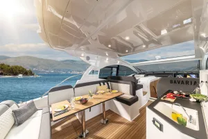 Bavaria SR41 outdoor lounge area onboard