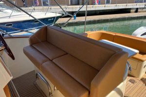 Spacious cockpit and modern cabin of the Terra Nauta motor yacht