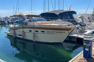 Terra Nauta motor yacht on dry dock, side profile of the boat
